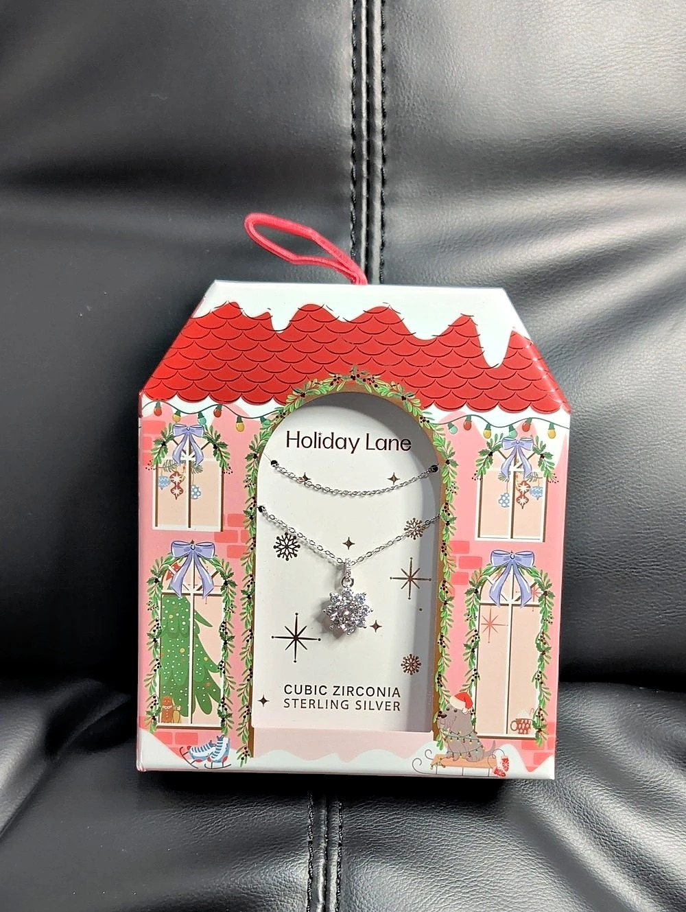 Holiday Lane Sterling Silver Cubic Zirconia Snowflake Pendant Necklace 2pc